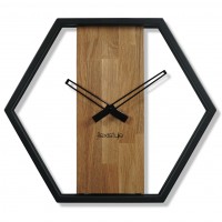 Dubové hodiny Loft Hexagon kovové 50cm, z231